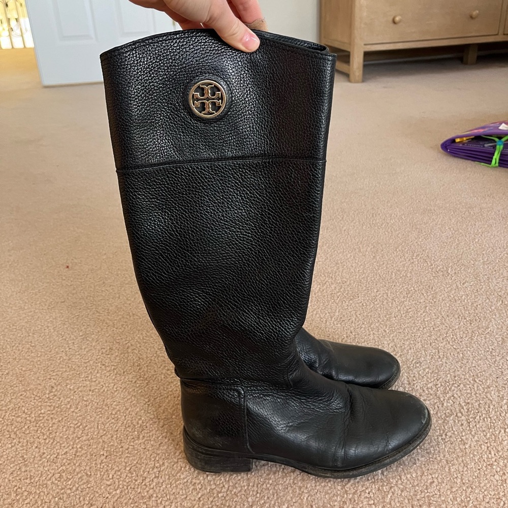 Tory Burch Black Leather Riding Boots